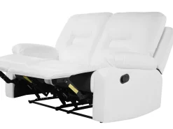 Beliani 2-Istuttava Saadettava Keinonahkainen Sohva Valkoinen Bergen Discount