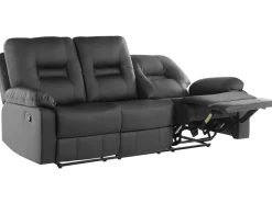 Beliani 3-Istuttava Saadettava Keinonahkainen Sohva Musta Bergen Shop