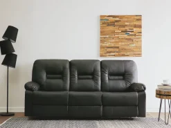 Beliani 3-Istuttava Saadettava Keinonahkainen Sohva Musta Bergen Shop