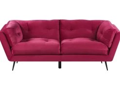 Beliani 3-Istuttava Samettinen Punainen Sohva Lenvik Cheap