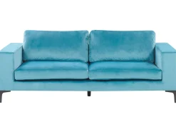 Beliani 3-Istuttava Samettisohva Vaaleansininen Vadstena Best Sale