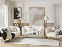 Beliani 3-Istuttava Sohva Buklee Valkoinen Loen Discount