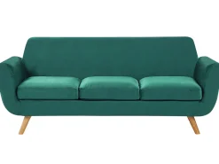 Beliani 3-Istuttava Sohva Irrotettavilla Paallisilla Vihrea Sametti Bernes Best Sale