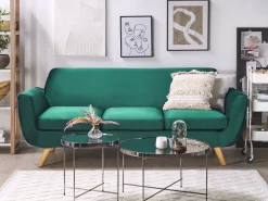 Beliani 3-Istuttava Sohva Irrotettavilla Paallisilla Vihrea Sametti Bernes Best Sale