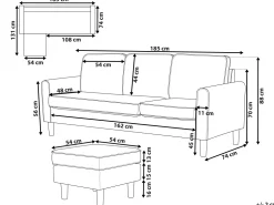 Beliani 3-Istuttava Sohva Ja Rahi Kangas Ruskea Avesta Store