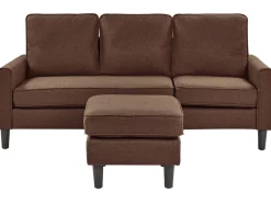 Beliani 3-Istuttava Sohva Ja Rahi Kangas Ruskea Avesta Store