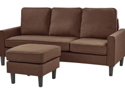 Beliani 3-Istuttava Sohva Ja Rahi Kangas Ruskea Avesta Store