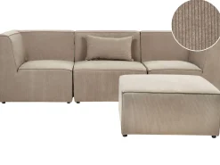 Beliani 3-Istuttava Sohva Ja Rahi Vakosametti Ruskeanharmaa Lemvig Online