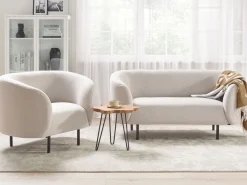 Beliani 2-Istuttava Sohva Kangas Beige/Musta Loen Fashion