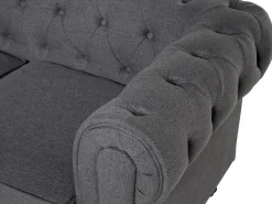 Beliani 3-Istuttava Sohva Kangas Harmaa Chesterfield Clearance