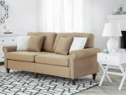 Beliani 3-Istuttava Sohva Kangas Hiekanruskea Otra Clearance