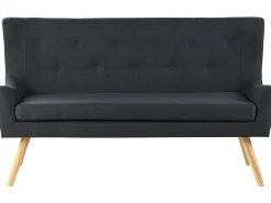 Beliani 2-Istuttava Sohva Kangas Musta Skibby Hot