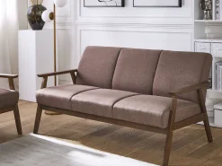 Beliani 3-Istuttava Sohva Kangas Ruskea Asnes New