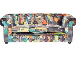 Beliani 3-Istuttava Sohva Kangas Tilkkukuvio Vihrea/Keltainen Chesterfield Shop