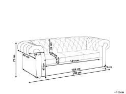 Beliani 3-Istuttava Sohva Kangas Tilkkukuvio Vihrea/Keltainen Chesterfield Shop