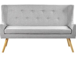 Beliani 2-Istuttava Sohva Kangas Vaaleanharmaa Skibby Cheap