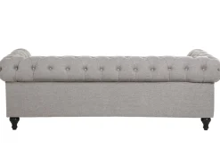 Beliani 3-Istuttava Sohva Kangas Vaaleanharmaa Chesterfield Store