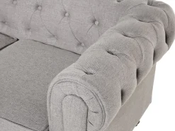 Beliani 3-Istuttava Sohva Kangas Vaaleanharmaa Chesterfield Store
