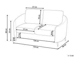 Beliani 2-Istuttava Sohva Kangas Vaaleanharmaa Trosa New