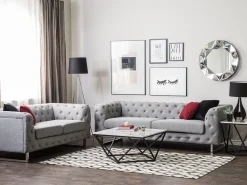 Beliani 2-Istuttava Sohva Kangas Vaaleanharmaa Vissland Shop