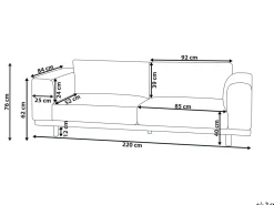 Beliani 3-Istuttava Sohva Kangas Vaaleanharmaa Nivala Shop