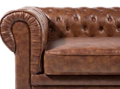 Beliani 3-Istuttava Sohva Keinonahka Kullanruskea Chesterfield Best Sale