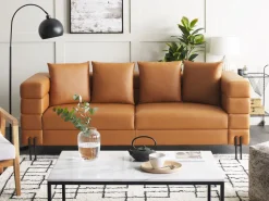 Beliani 3-Istuttava Sohva Keinonahka Ruskea Granna New