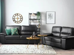 Beliani 2-Istuttava Sohva Keinonahka Musta Vogar Cheap