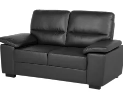 Beliani 2-Istuttava Sohva Keinonahka Musta Vogar Cheap
