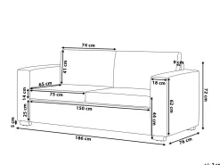 Beliani 3-Istuttava Sohva Nahka Musta Helsinki Fashion