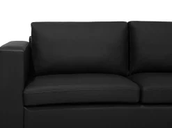 Beliani 3-Istuttava Sohva Nahka Musta Helsinki Fashion