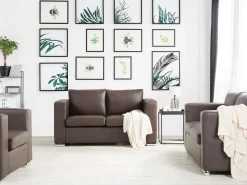 Beliani 2-Istuttava Sohva Nahka Ruskea Helsinki Shop