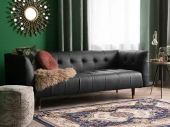 Beliani 3-Istuttava Sohva Nahkainen Musta Byske Fashion