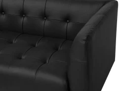 Beliani 3-Istuttava Sohva Nahkainen Musta Byske Fashion