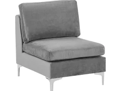 Beliani 3-Istuttava Sohva Sametti Harmaa Evja Fashion