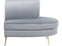 Beliani 4-Istuttava Sohva Sametti Kaareva Vaaleanharmaa Moss Online