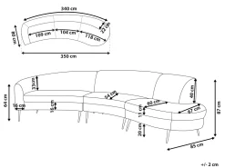 Beliani 4-Istuttava Sohva Sametti Kaareva Vaaleanharmaa Moss Online