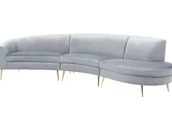 Beliani 4-Istuttava Sohva Sametti Kaareva Vaaleanharmaa Moss Online