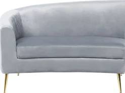 Beliani 4-Istuttava Sohva Sametti Kaareva Vaaleanharmaa Moss Online