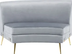 Beliani 4-Istuttava Sohva Sametti Kaareva Vaaleanharmaa Moss Online