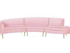 Beliani 4-Istuttava Sohva Sametti Kaareva Vaaleanpunainen Moss Best