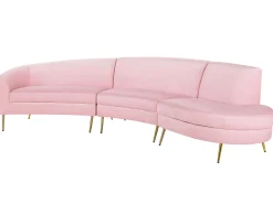 Beliani 4-Istuttava Sohva Sametti Kaareva Vaaleanpunainen Moss Best