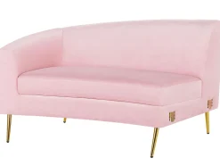 Beliani 4-Istuttava Sohva Sametti Kaareva Vaaleanpunainen Moss Best