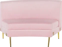 Beliani 4-Istuttava Sohva Sametti Kaareva Vaaleanpunainen Moss Best