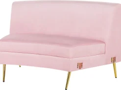 Beliani 4-Istuttava Sohva Sametti Kaareva Vaaleanpunainen Moss Best