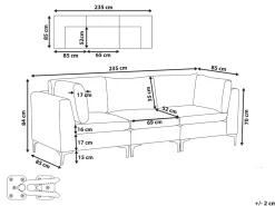 Beliani 3-Istuttava Sohva Sametti Laivastonsininen Evja Best