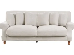 Beliani 3-Istuttava Sohva Sametti Luonnonvalkoinen Eike Store