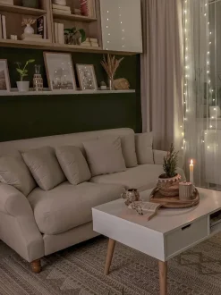 Beliani 3-Istuttava Sohva Sametti Luonnonvalkoinen Eike Store