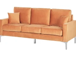 Beliani 3-Istuttava Sohva Sametti Oranssi Gavle Discount