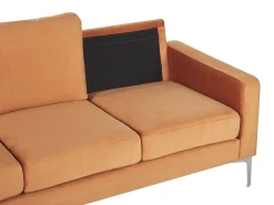 Beliani 3-Istuttava Sohva Sametti Oranssi Gavle Discount